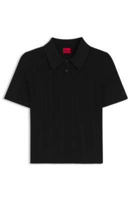 Slim-fit ribbed sweater with polo collar 4