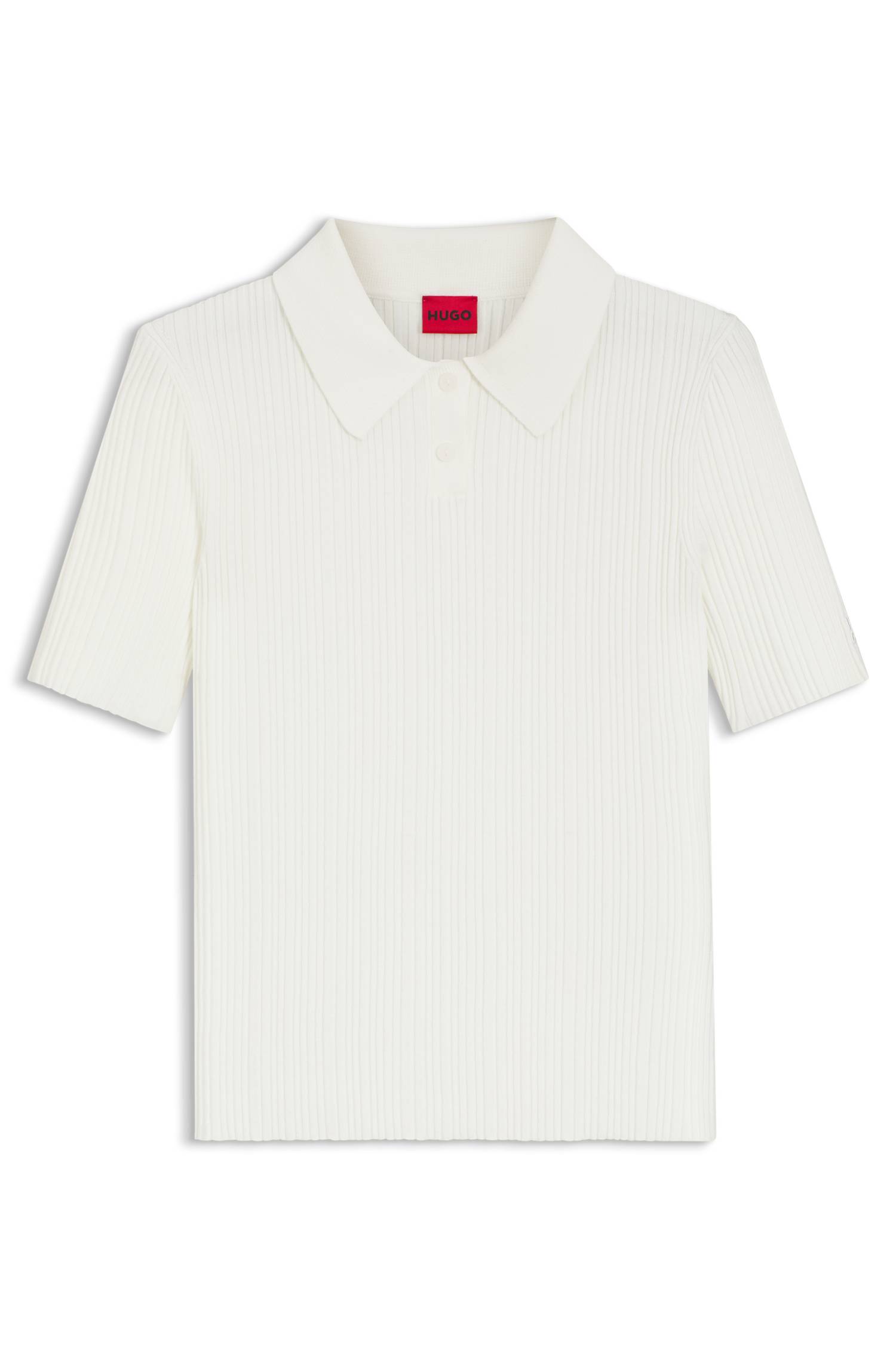 Hugo Slim-fit ribbed sweater with polo collar polotröjor dam – bild 4