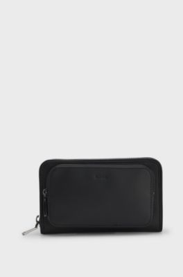Leather belt bag with inner card slots, Black