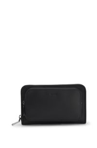 Sac ceinture en cuir avec fentes int&eacute;rieures pour cartes, Noir