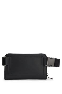 Leather belt bag with inner card slots, Black