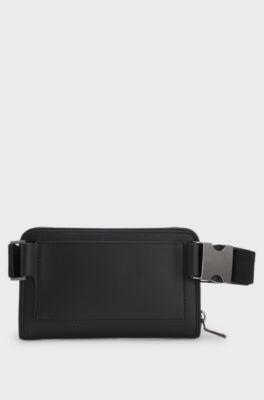 Leather belt bag with inner card slots, Black