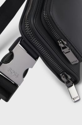 Leather belt bag with inner card slots, Black