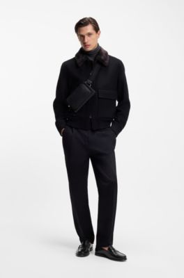 Leather belt bag with inner card slots, Black