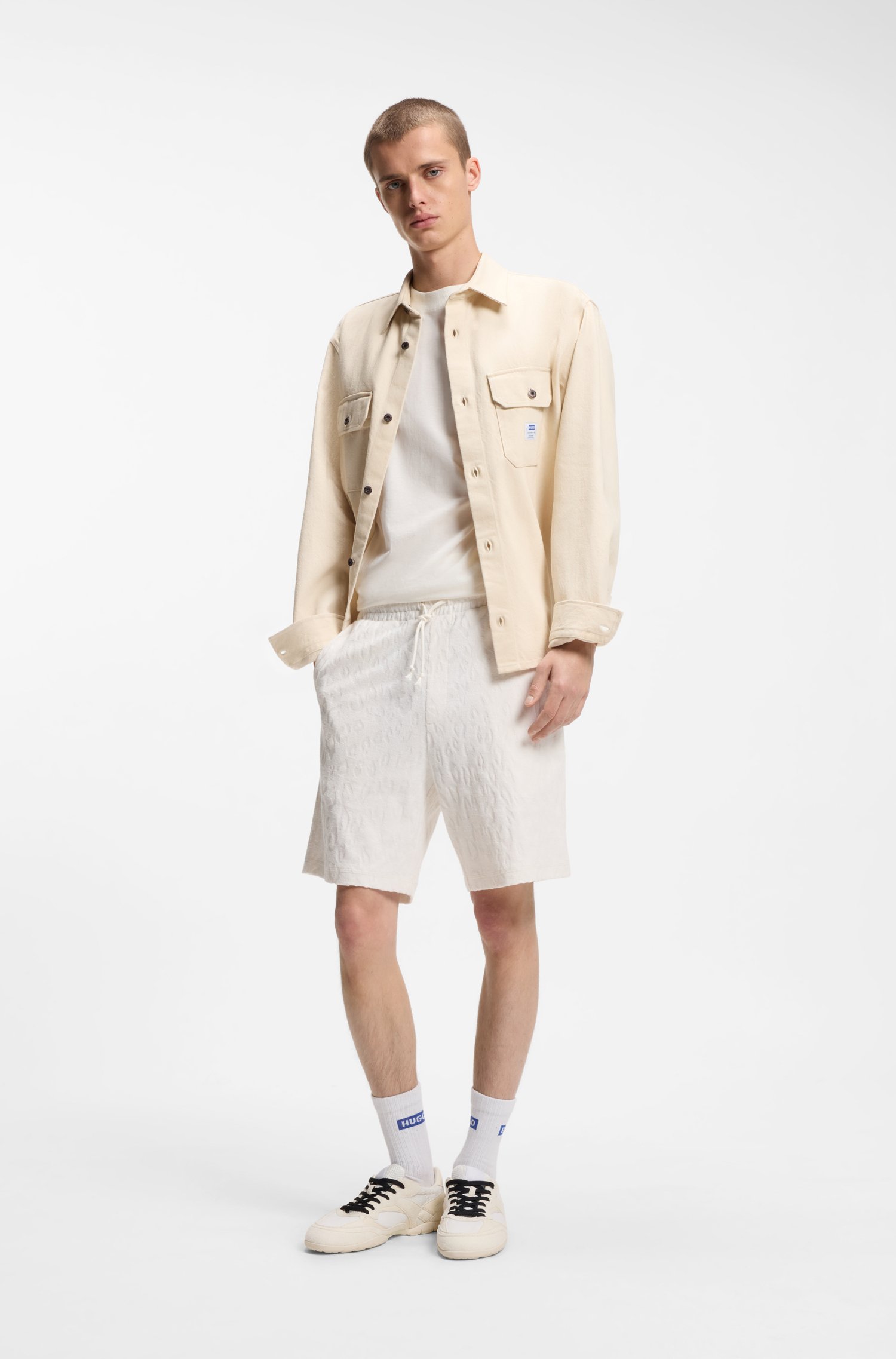 Hugo Cotton-towelling shorts with leopard jacquard herr – bild 2