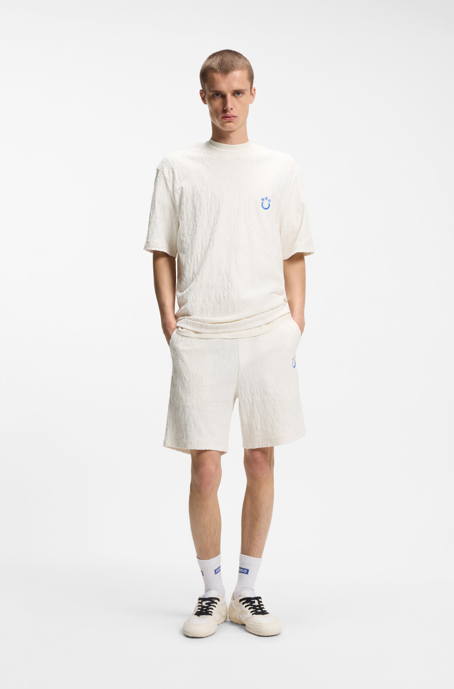 Hugo Cotton-towelling T-shirt with Happy herr – bild 2