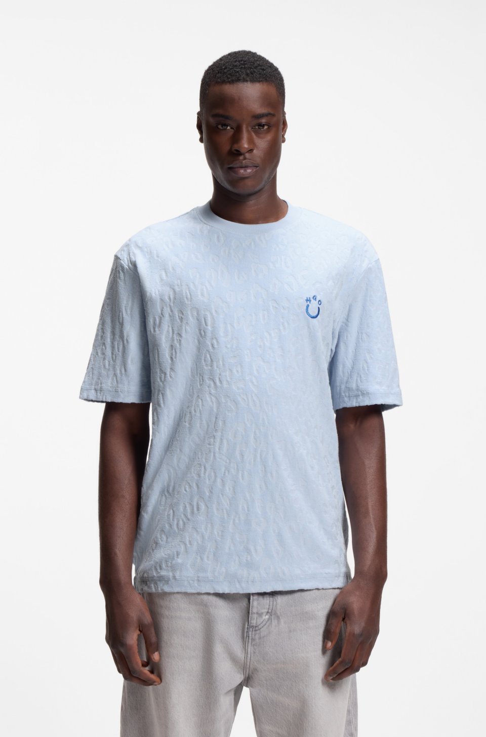Cotton-towelling T-shirt with Happy