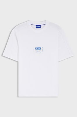 Cotton-jersey T-shirt with workwear-inspired logo label, White