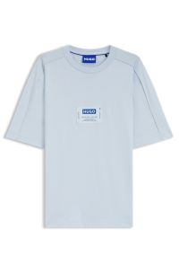 Cotton-jersey T-shirt with workwear-inspired logo label, Light Blue