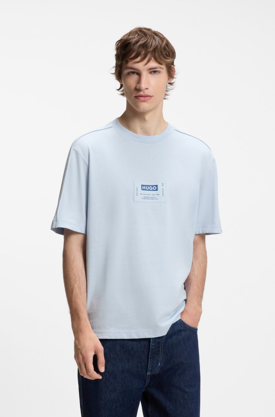 Cotton-jersey T-shirt with workwear logo label