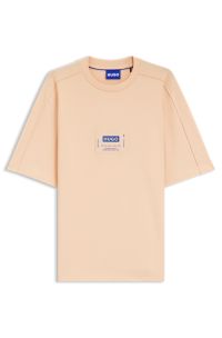 Cotton-jersey T-shirt with workwear-inspired logo label, Light Orange
