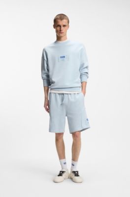 Sweatshirt i bomullsblandning med logom&auml;rke, Ljusbl&aring;