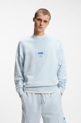 Sweatshirt i bomullsblandning med logom&auml;rke, Ljusbl&aring;