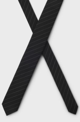 Tie with diagonal stripe, Black Patterned