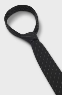 Tie with diagonal stripe, Black Patterned