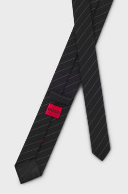 Tie with diagonal stripe, Black Patterned