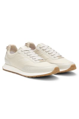 Running-inspired trainers with zigzag detailing, Light Beige