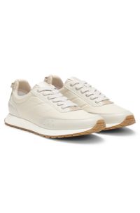 Running-inspired trainers with zigzag detailing, Light Beige