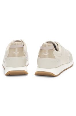 Running-inspired trainers with zigzag detailing, Light Beige