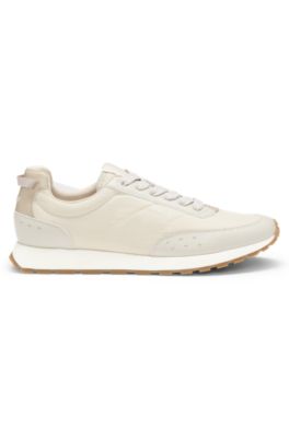 Running-inspired trainers with zigzag detailing, Light Beige