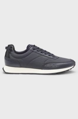 Running-inspired trainers with zigzag detailing, Dark Blue