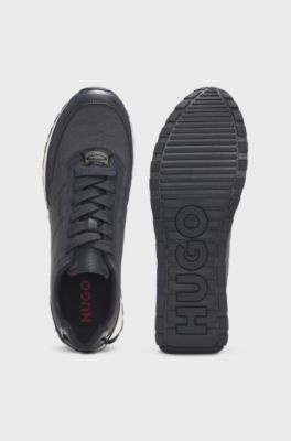 Running-inspired trainers with zigzag detailing, Dark Blue