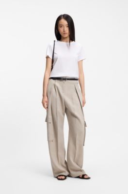 T-shirt slim fit in jersey di cotone con monogramma Double B, Bianco