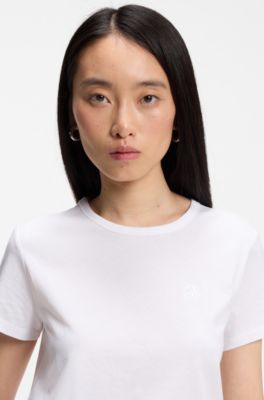 T-shirt slim fit in jersey di cotone con monogramma Double B, Bianco