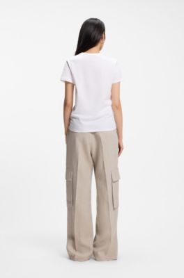 T-shirt slim fit in jersey di cotone con monogramma Double B, Bianco