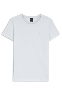 Cotton-jersey slim-fit T-shirt with Double B monogram, Light Blue
