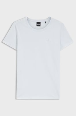 Cotton-jersey slim-fit T-shirt with Double B monogram, Light Blue