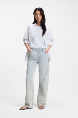 Cotton-jersey slim-fit T-shirt with Double B monogram, Light Blue