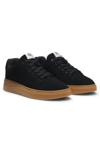 Suede trainers with padded tongue, Black