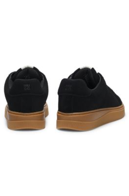 Suede trainers with padded tongue, Black