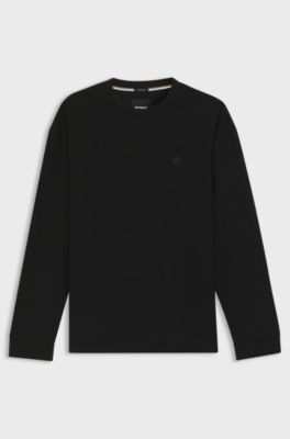 Mercerised-cotton T-shirt with Double B monogram, Black