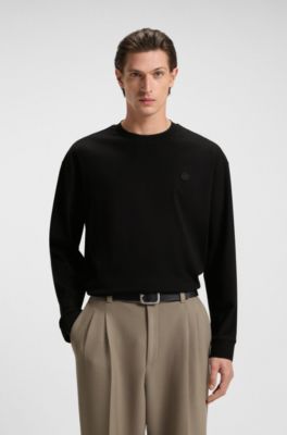 Mercerised-cotton T-shirt with Double B monogram, Black