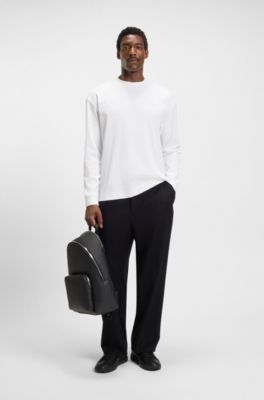 Mercerised-cotton T-shirt with Double B monogram, White