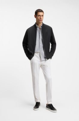 Camisola com fecho em algod&atilde;o mercerizado com monograma Double B, Black