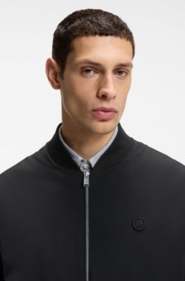 Mercerised-cotton zip-up sweatshirt with Double B monogram, Black
