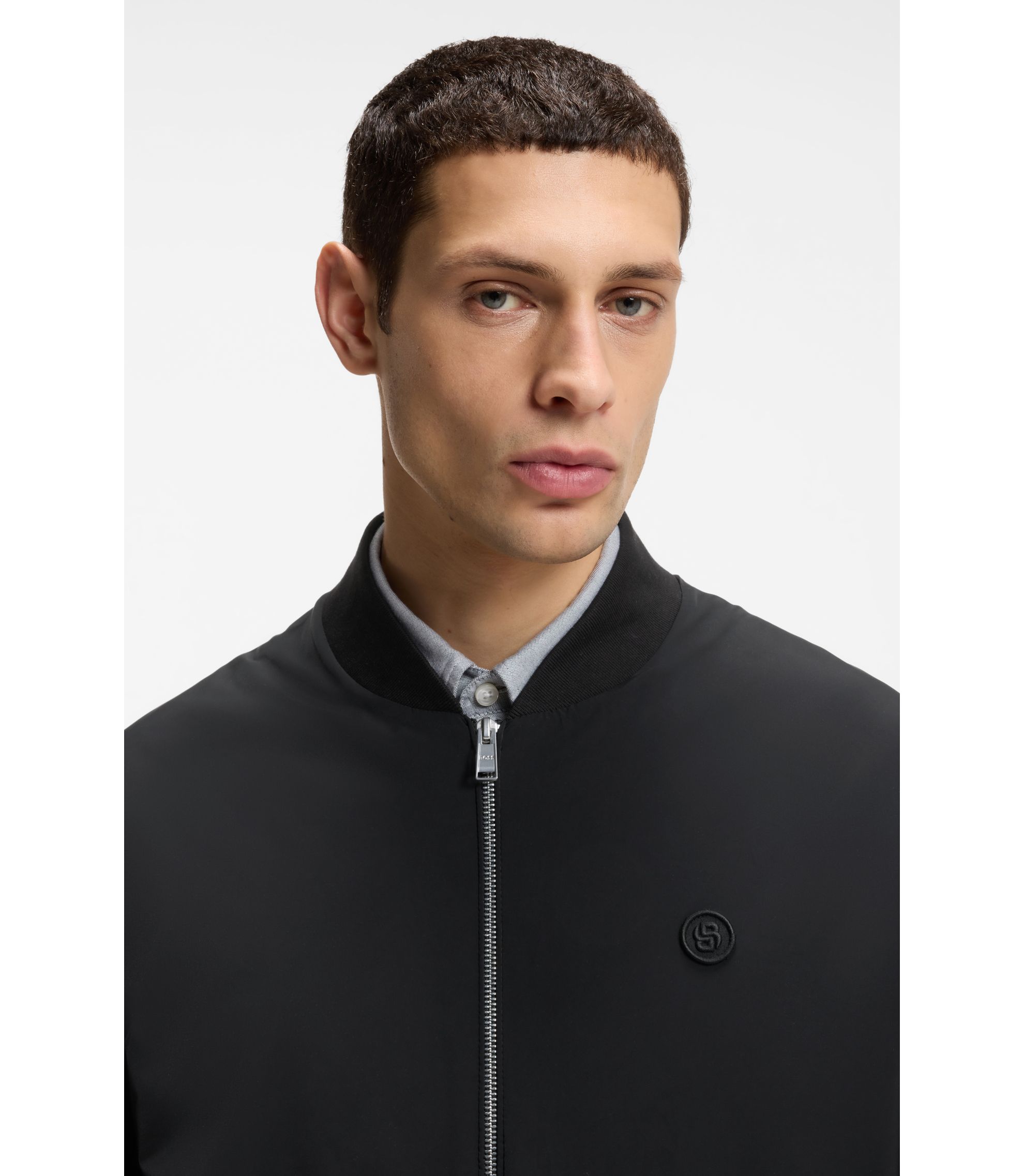 トップス COOGI MERCERISED COTTON ZIP-UP BLOUSON BOSS - Mercerised-cotton zip-up sweatshirt with Double B monogram