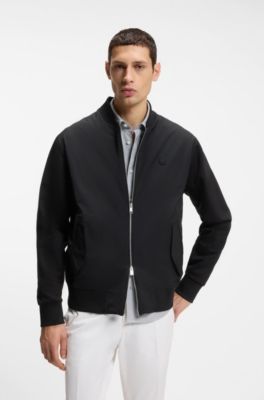 Mercerised-cotton zip-up sweatshirt with Double B monogram, Black