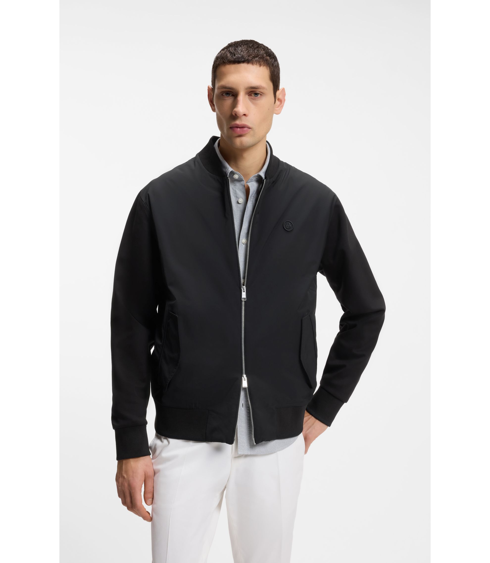 Sweatjacke aus merzerisierter Baumwolle mit Reißverschluss und Double-B-Monogramm