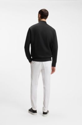 Mercerised-cotton zip-up sweatshirt with Double B monogram, Black