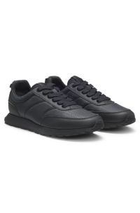 Low-top trainers with monogrammed uppers, Black