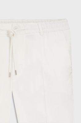 Modern-fit trousers in a linen blend, White