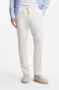 Modern-fit trousers in a linen blend, White