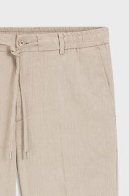 Modern-fit trousers in a linen blend, Light Beige