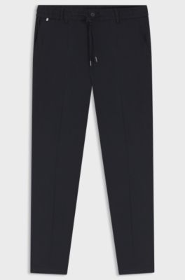 Pantalon Modern Fit en lin m&eacute;lang&eacute;, Bleu fonc&eacute;