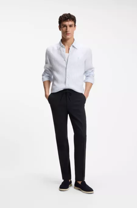 Modern-fit trousers in a linen blend
