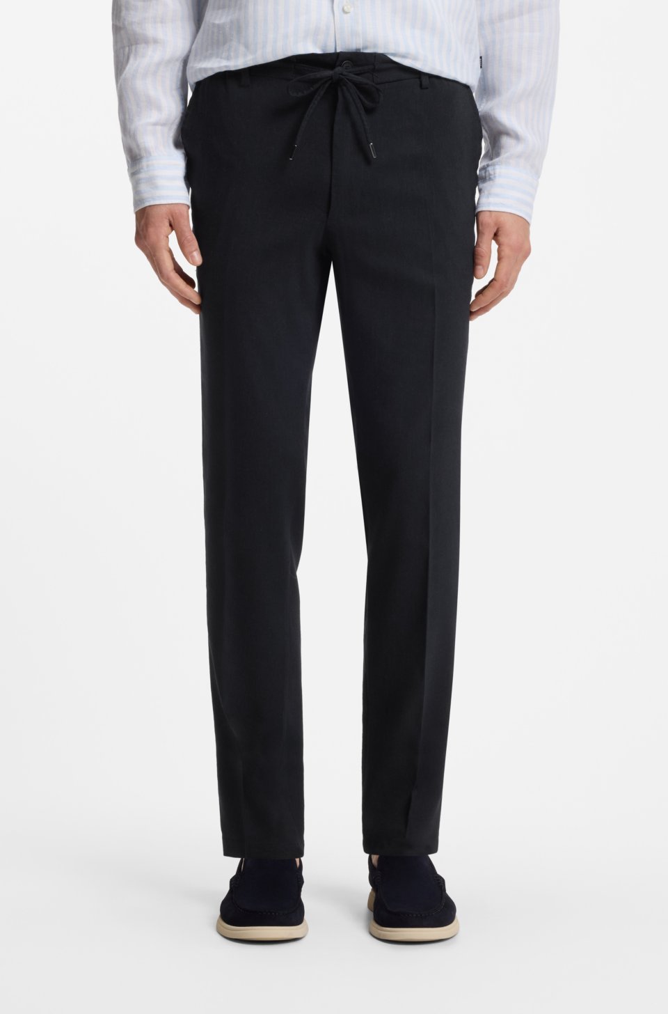 Modern-fit trousers in a linen blend